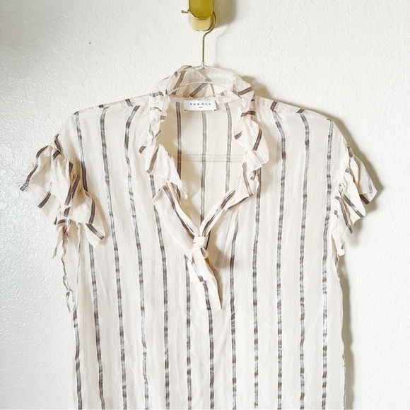 SANDRO Striped Mock Neck Blouse size small - Picture 5 of 10